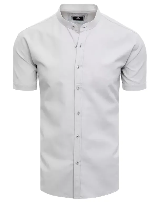 DStreet Koszula męska z krótkim rękawem jasnoszara Dstreet