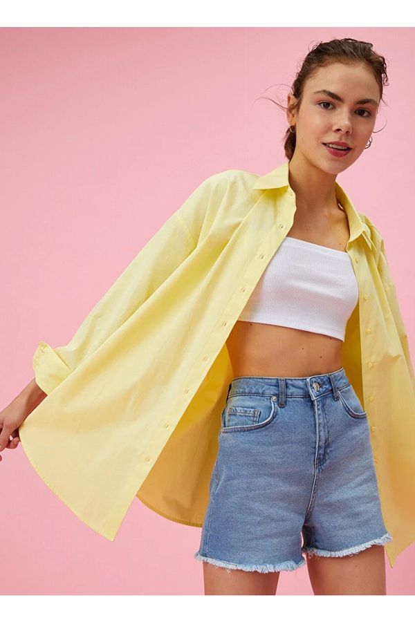 Koton Koton 2sal40015md Normal Waist Open Indigo Women's Denim Shorts.