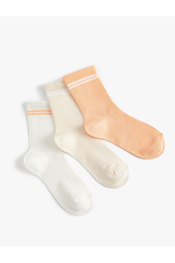 Koton Koton 3-Piece Striped Socks Set Cotton