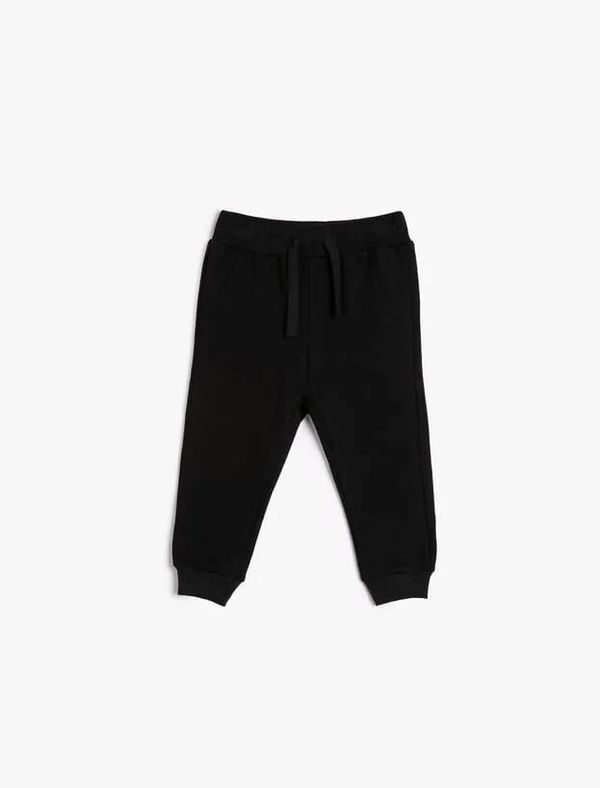 Koton Koton 4WMB40033TK Boys' Cotton Tracksuit Bottom BLACK.