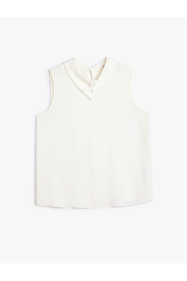 Koton Koton Asymmetrical Shirt Collar Button Detail Sleeveless Blouse