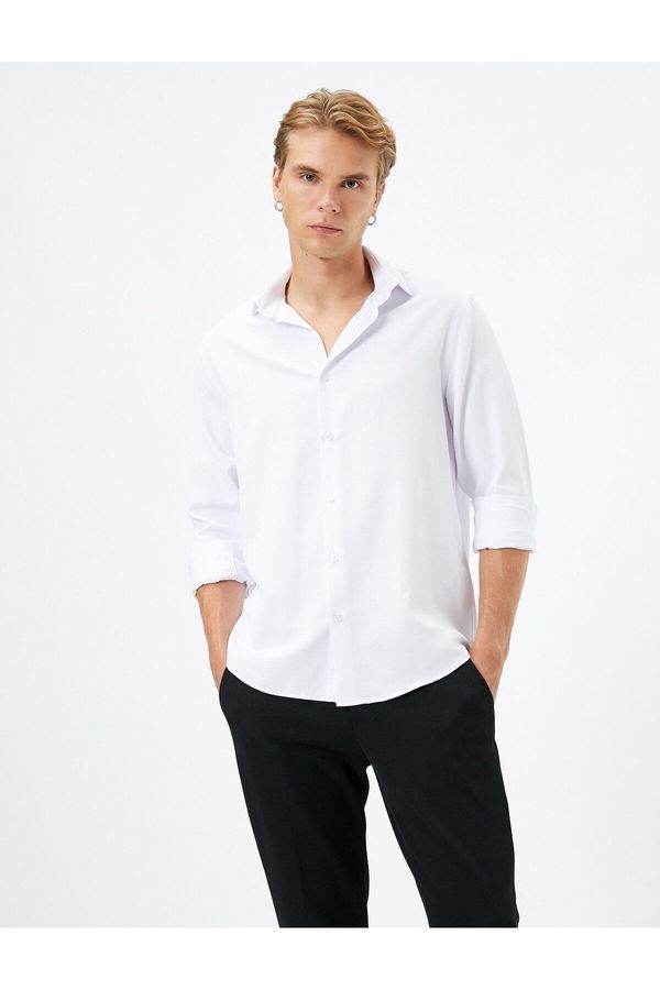 Koton Koton Basic Shirt Classic Collar With Buttons Long Sleeved Non Iron