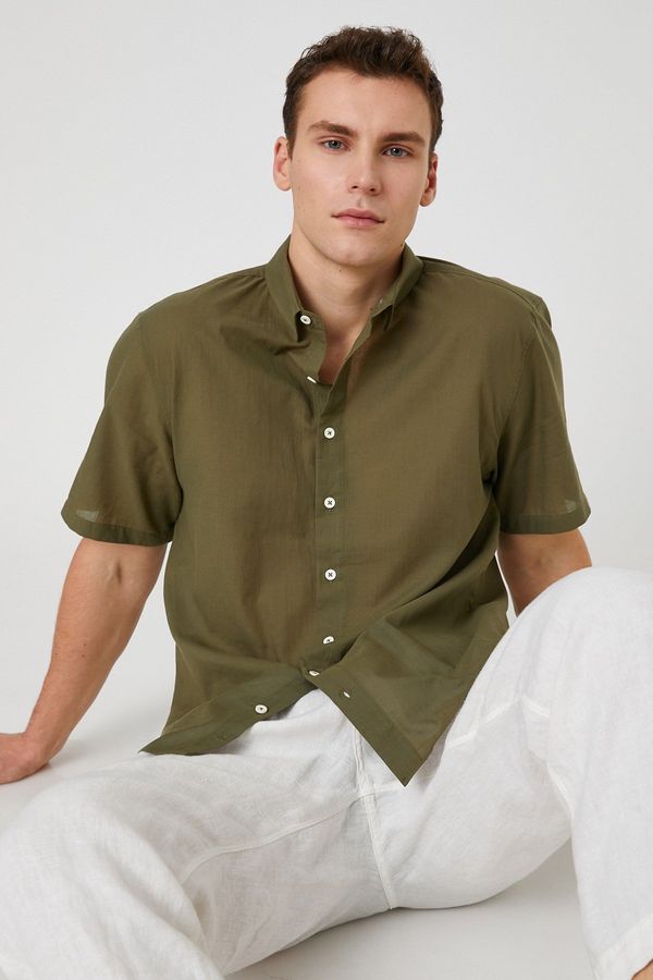 Koton Koton Basic Shirt Classic Cuff Collar Short Sleeve Cotton