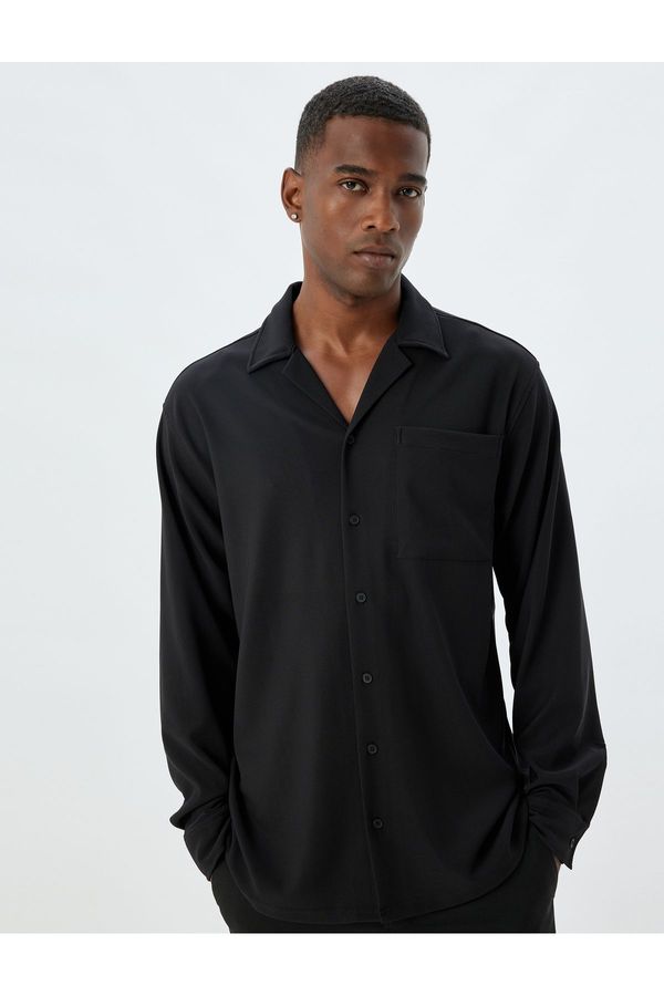 Koton Koton Basic Shirt Long Sleeve Turn-down Collar Pocket Detail Buttoned