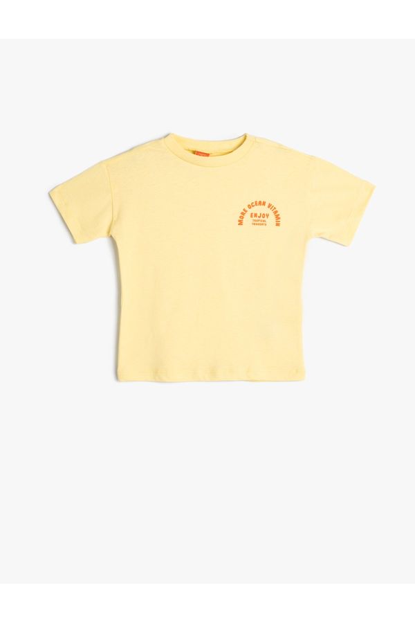 Koton Koton Basic T-Shirt Print Detailed Short Sleeve Crew Neck Cotton