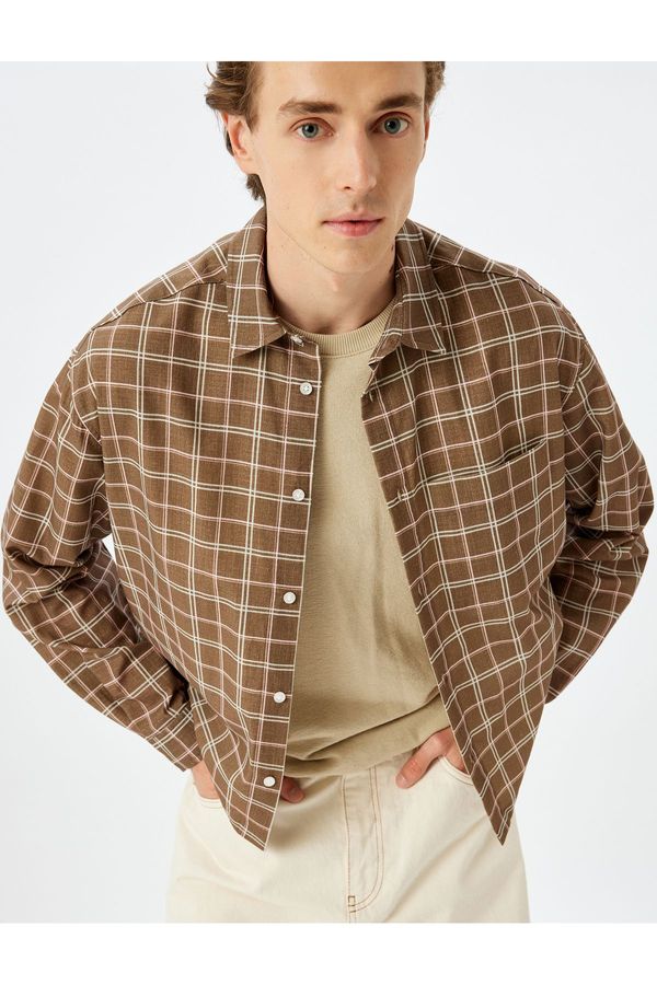 Koton Koton Brown Plaid Men's Adult Shirt