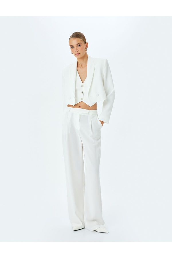 Koton Koton Buttoned Double Breasted Crop Blazer Jacket