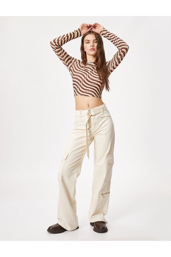 Koton Koton Cargo дънки широки крака висока талия с колан подробен джоб - Nora Jean