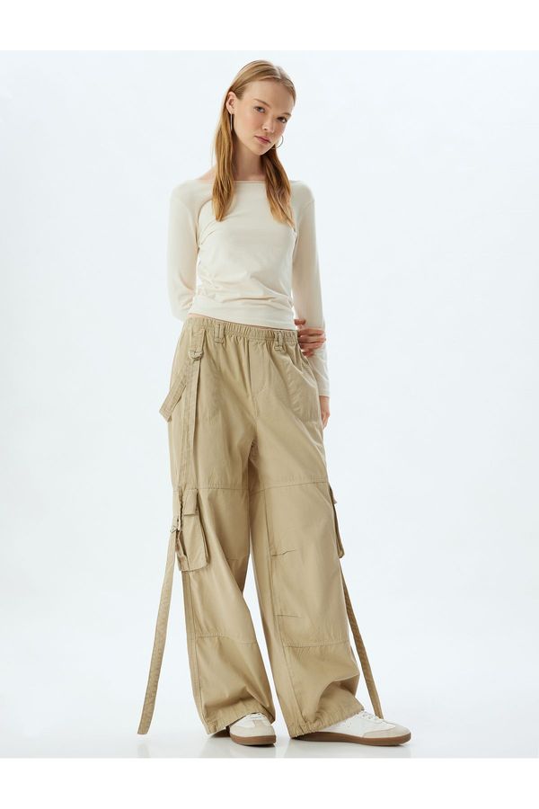 Koton Koton Cargo Pants Elastic Waist Pocket Detailed Cotton