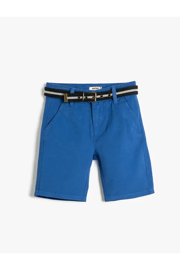 Koton Koton Chino Shorts with Belt Detail and Pockets Cotton