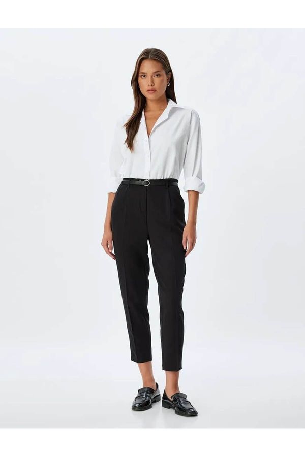 Koton Koton Cigarette Trousers High Waist Pocket Belted
