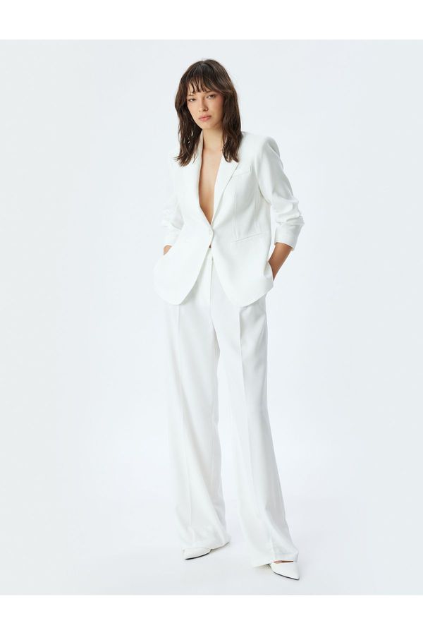 Koton Koton Classic Blazer Jacket 3/4 Sleeve Double Breasted Pocket Regular Fit