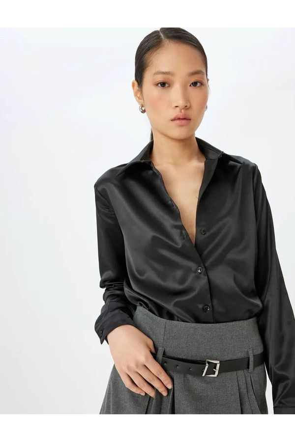 Koton Koton Classic Collar Buttoned Long Sleeve Satin Shirt