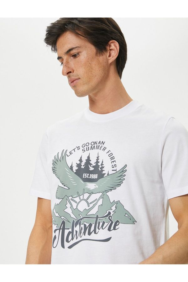 Koton Koton College Printed T-Shirt Crew Neck Short Sleeve Cotton