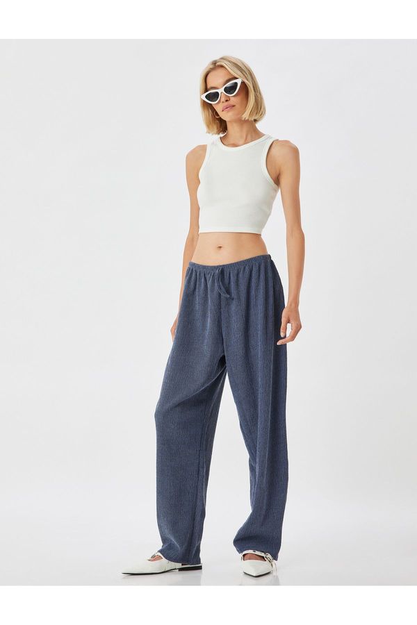 Koton Koton Comfortable Fit Textured Waist Tied Trousers