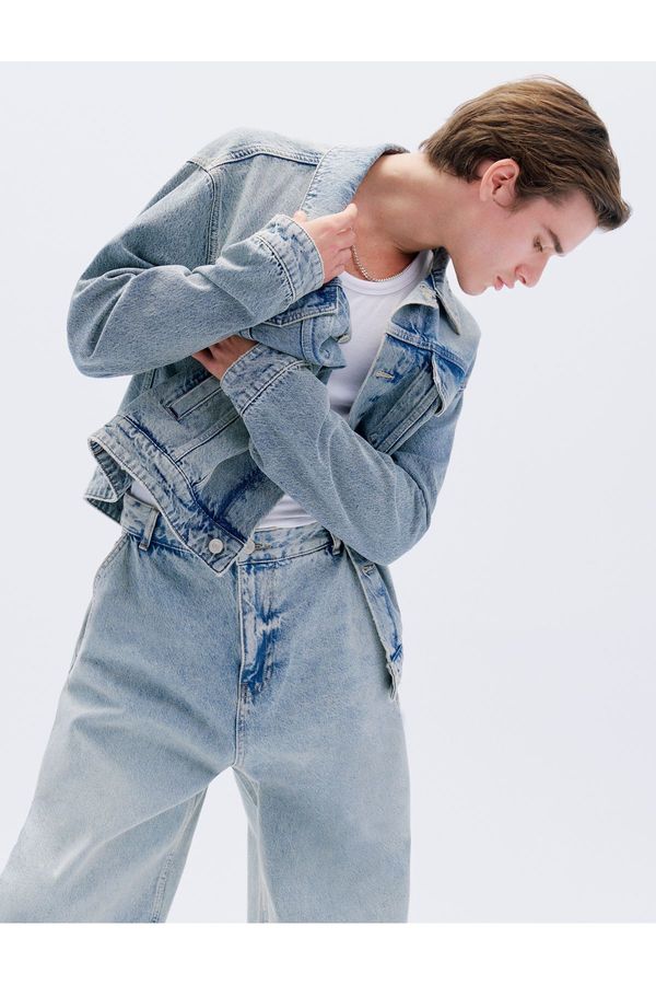 Koton Koton Cotton Buttoned Denim Jacket with Flap Pocket Detail