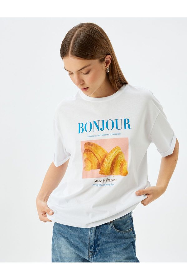 Koton Koton Crew Neck Short Sleeve Printed Oversize T-shirt