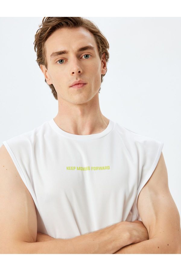 Koton Koton Crew Neck Slogan Printed Sports Undershirt