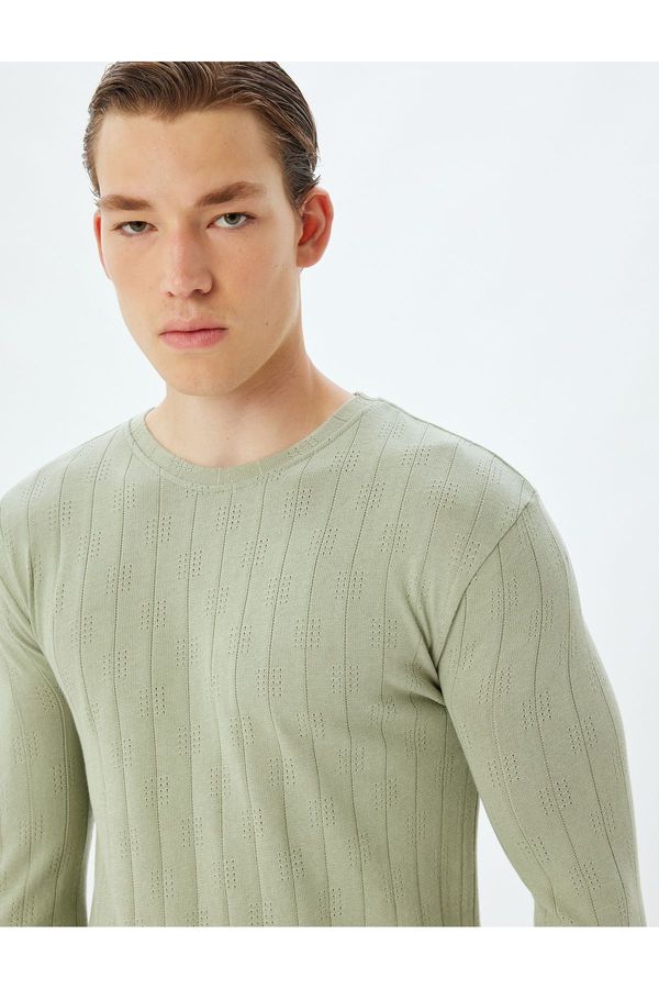 Koton Koton Crew Neck Sweater Textured Slim Fit Cotton