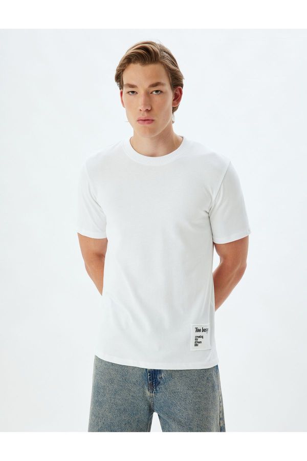 Koton Koton Crew Neck T-Shirt Short Sleeve Cotton Printed Applique Detail