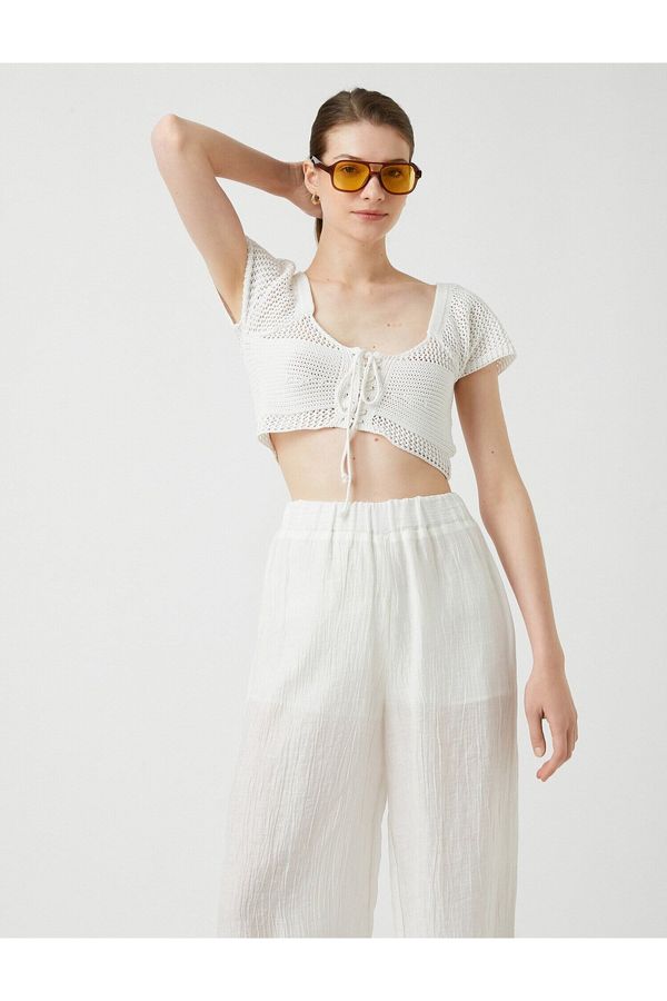 Koton Koton Crop Athlete Knit with Lacing Detail