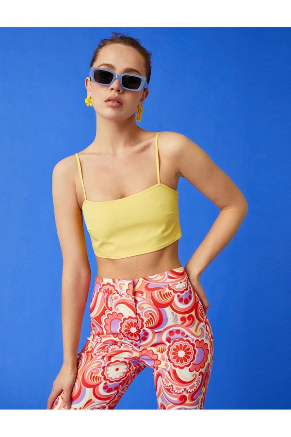 Koton Koton Crop Athlete Thin Strap U Neck