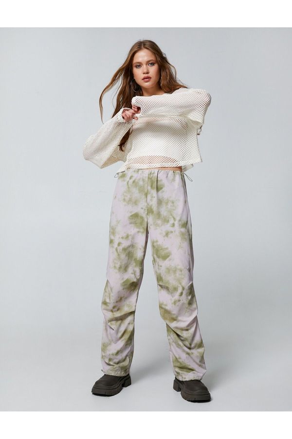 Koton Koton Crop Openwork T-Shirt Long Sleeve Crew Neck