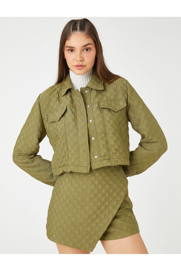 Koton Koton Crop риза яке текстурирани дълъг ръкав