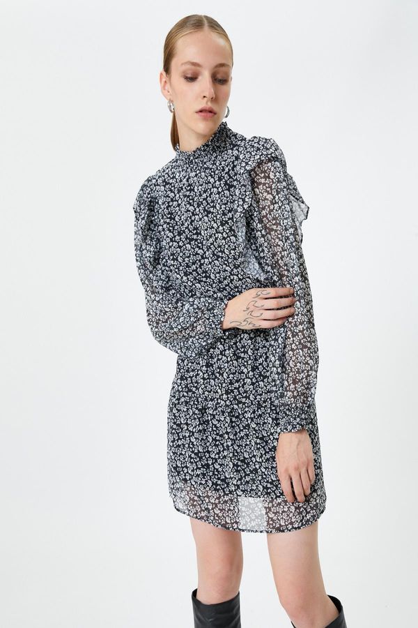 Koton Koton Дамска черна рокля с шарки