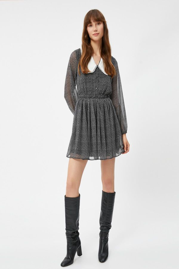 Koton Koton Дамска черна рокля с шарки