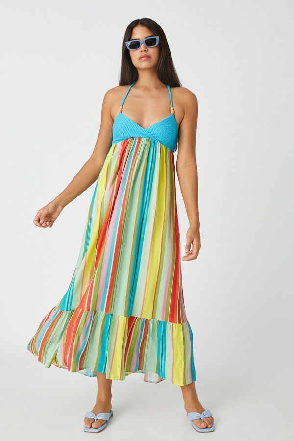 Koton Koton Дамска синя раирана рокля