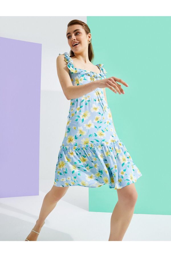 Koton Koton Дамска синя рокля с шарки