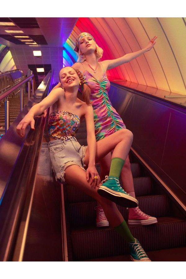 Koton Koton Дамска зелена рокля с шарки