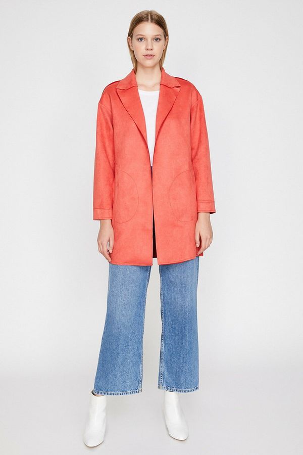 Koton Koton Дамски червен велур изглежда тренчкот