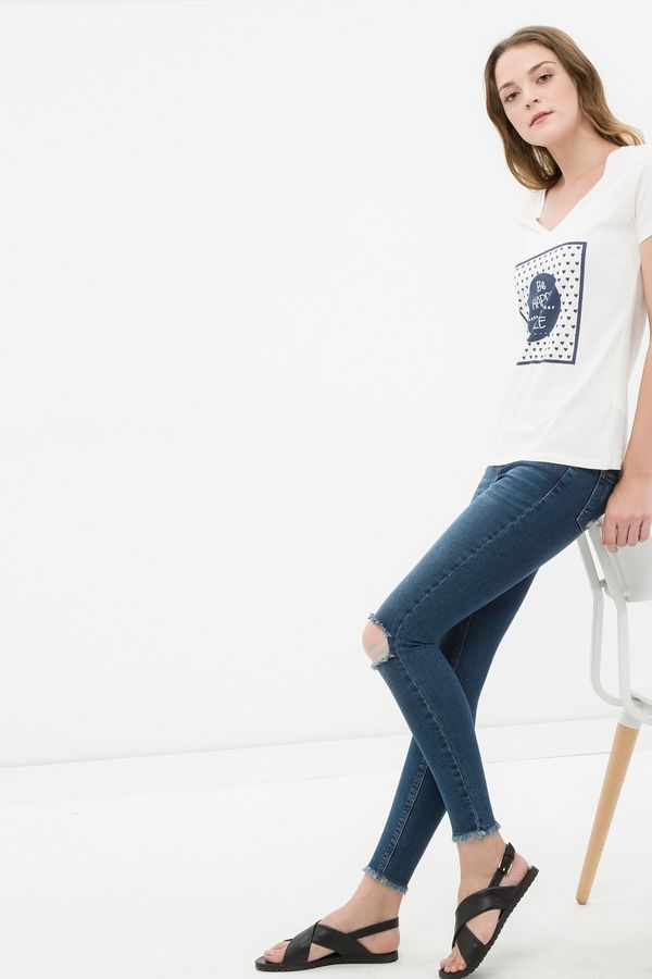 Koton Котон Дамски Индиго Панталон