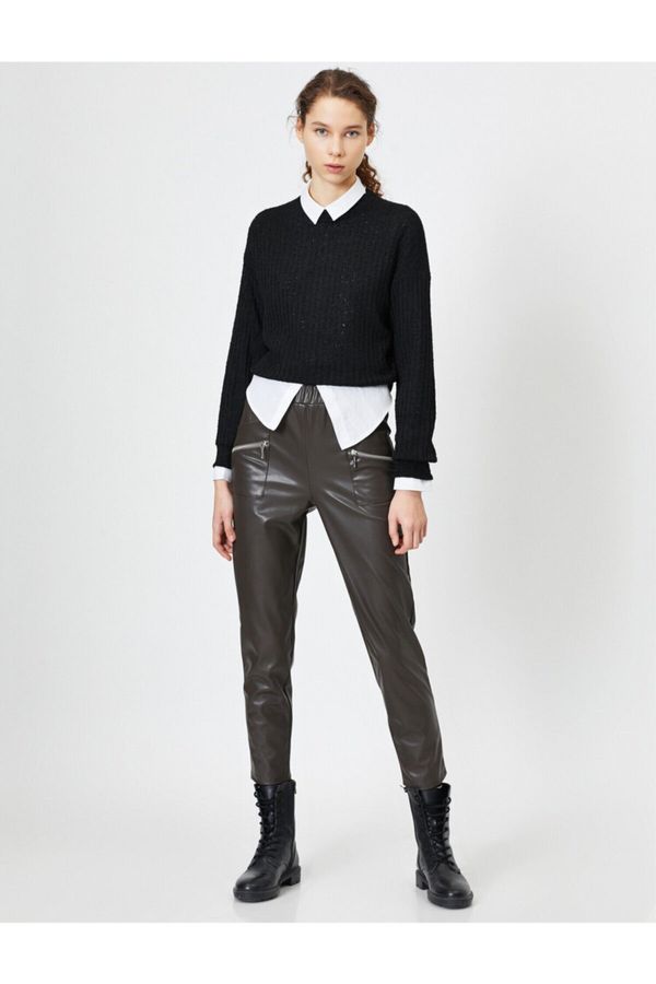 Koton Koton Дамски кафяв цигарен панталон