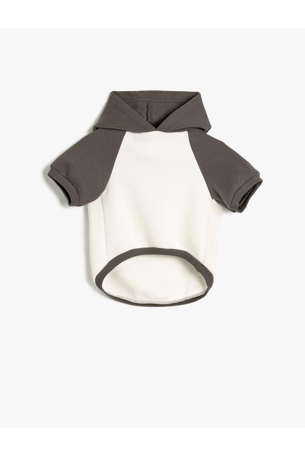 Koton Koton Dog Sweatshirt Hooded Color Block Printed