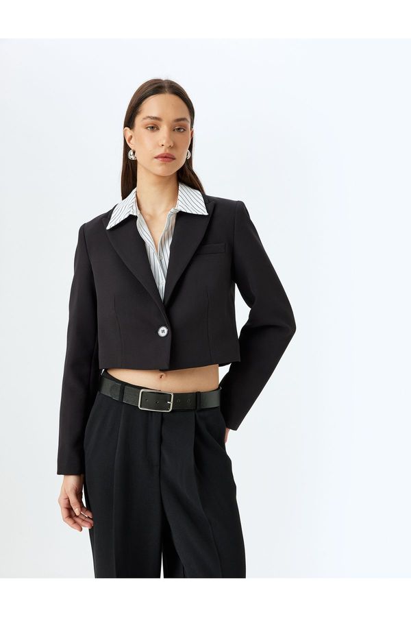 Koton Koton Double Breasted Crop Blazer Jacket