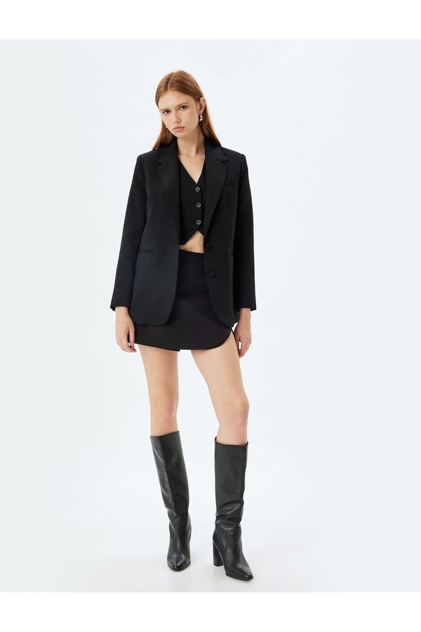 Koton Koton Double Breasted Slim Fit Standard Waist Shorts Skirt