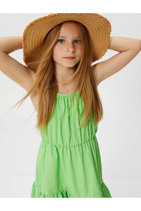 Koton Koton Dress Maxi Length Thin Straps Halter Neck Layered Cotton