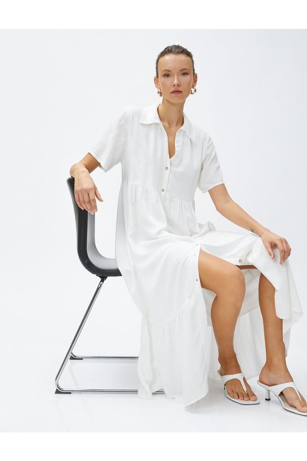 Koton Koton дълга риза рокля вискоза къс ръкав