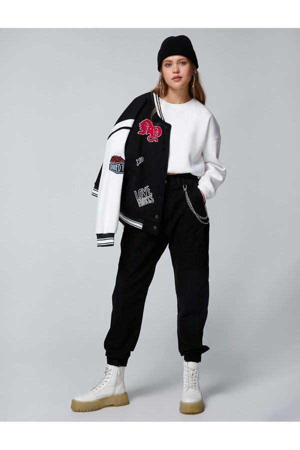 Koton Котон джогър панталон с верижка подробни джобове, еластична талия.