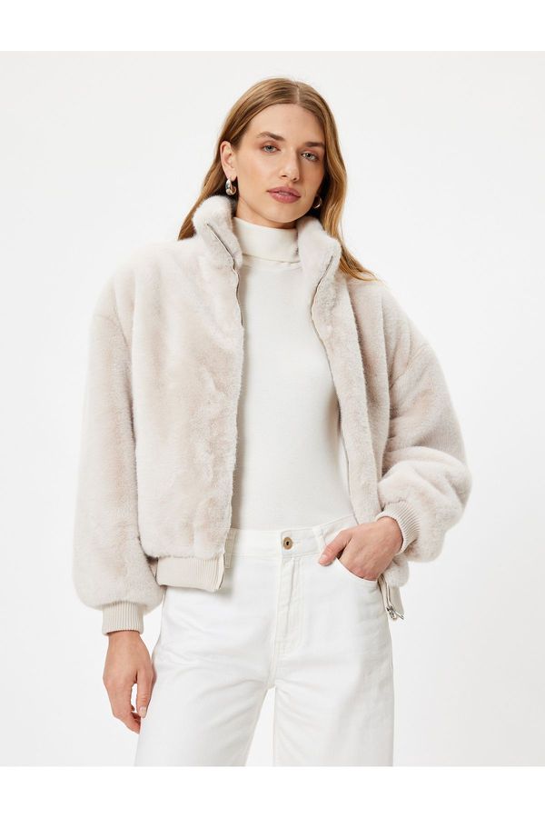 Koton Koton Ecru Women's Coat