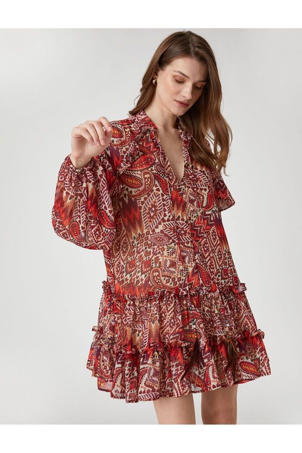 Koton Koton етнически шарени пластове мини шифон рокля
