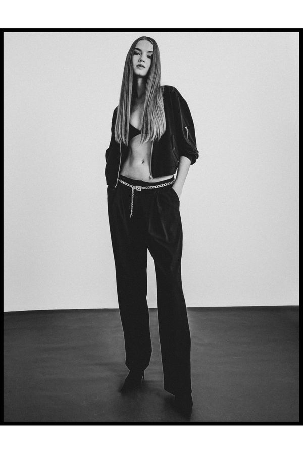 Koton Koton Fabric панталони прав крак плисирани и закопчани