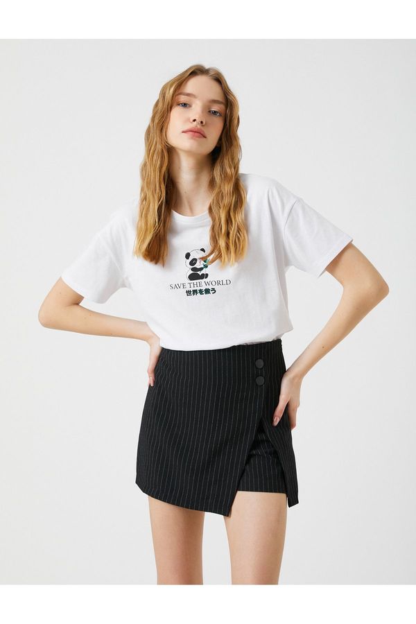 Koton Koton Far East Printed T-Shirt Short Sleeve Crew Neck Cotton