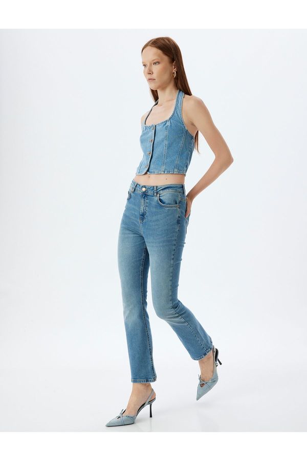 Koton Koton Flare Jeans Skinny Fit Buttoned Cotton - Kick Flare Jeans