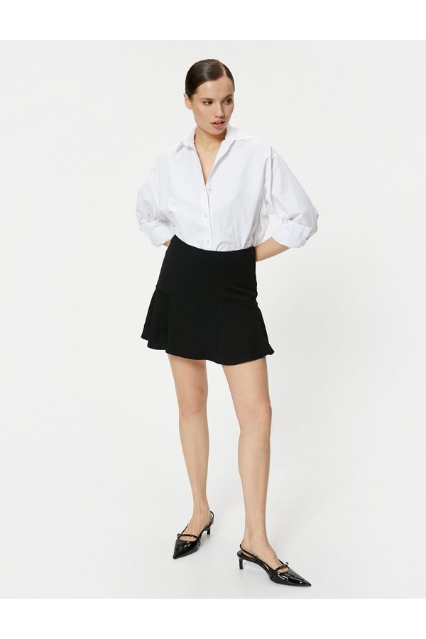 Koton Koton Flared Mini Skirt Zipper Detail Normal Waist
