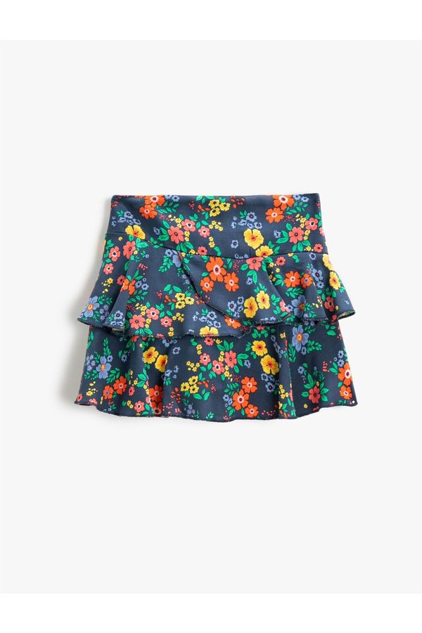 Koton Koton Floral Mini Skirt with Ruffles and Elastic Waist.