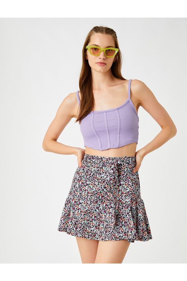 Koton Koton Floral Short Skirt with Mini Ruffles